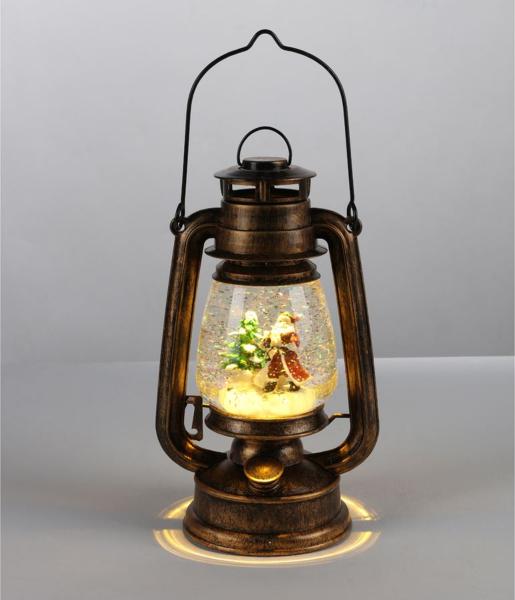 LED-Petroleumlampe Schneekugel mit Weihnachtsmann